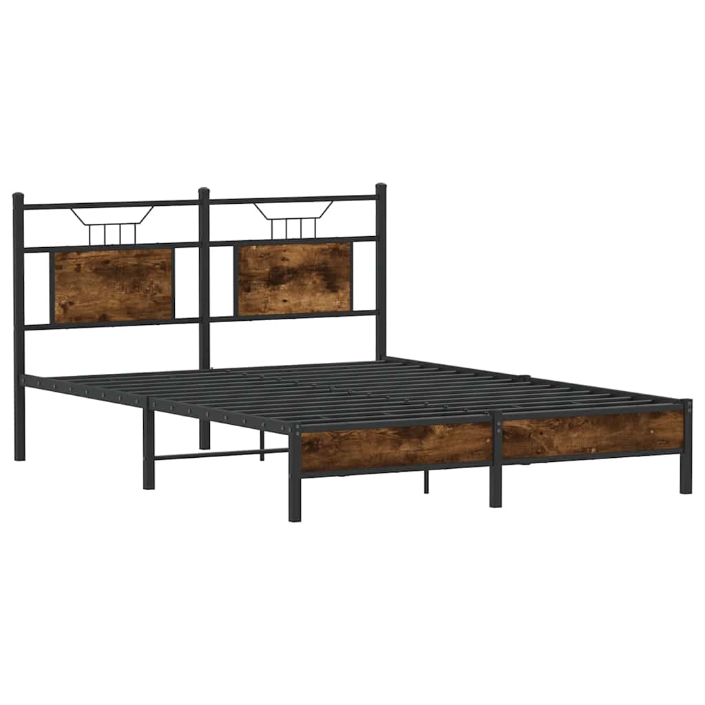 Bettgestell ohne Matratze Räuchereiche 137x190 cm Holzwerkstoff