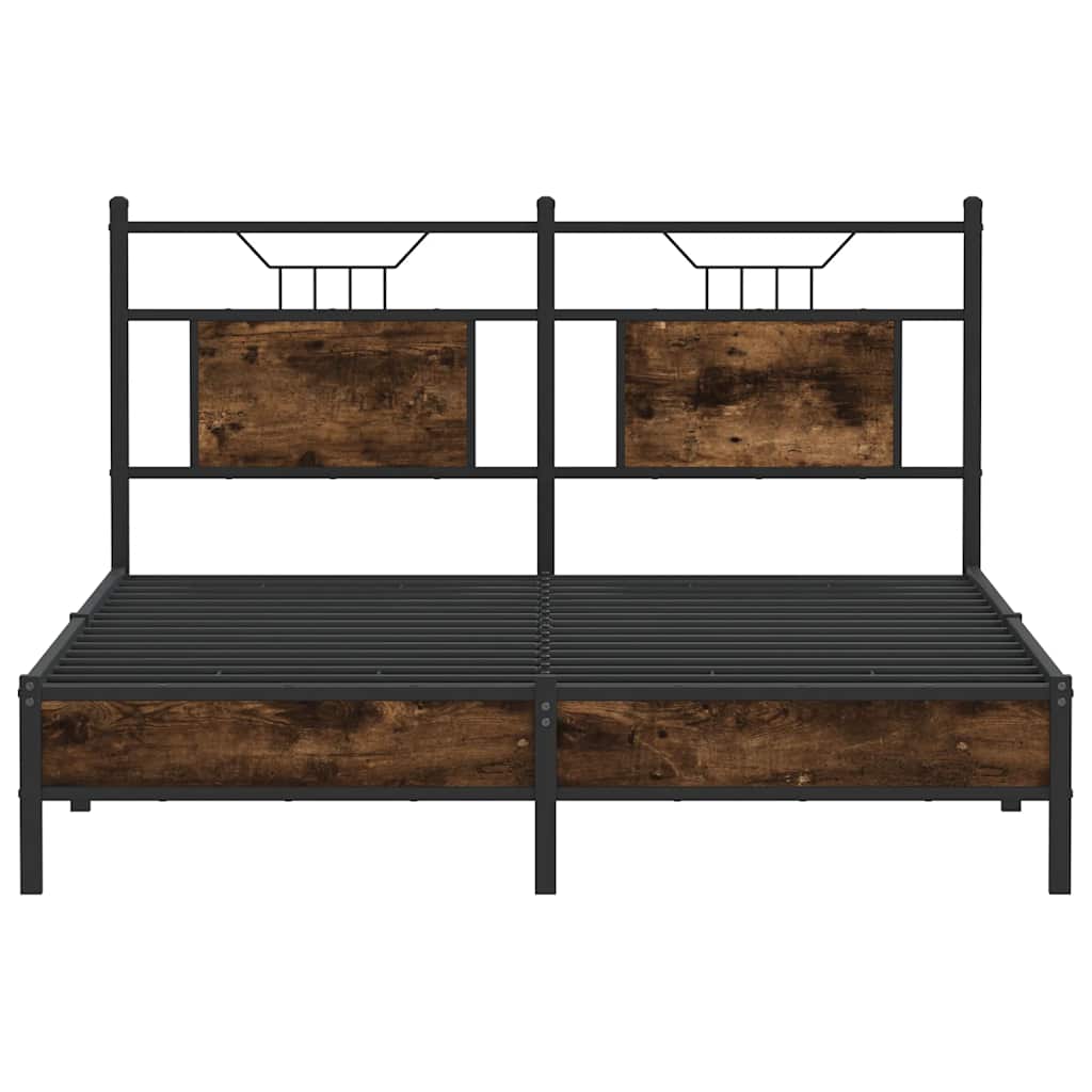 Bettgestell ohne Matratze Räuchereiche 137x190 cm Holzwerkstoff