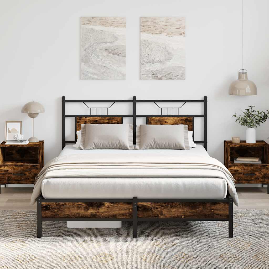 Bettgestell ohne Matratze Räuchereiche 140x190 cm Holzwerkstoff