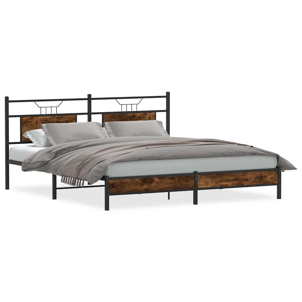 Bettgestell ohne Matratze Räuchereiche 183x203 cm Holzwerkstoff