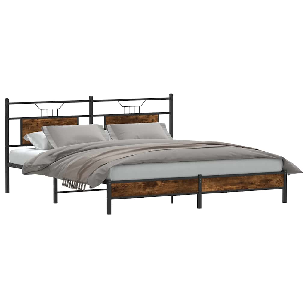 Bettgestell ohne Matratze Räuchereiche 183x203 cm Holzwerkstoff