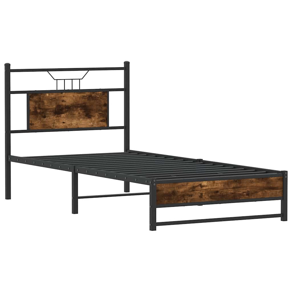 Bettgestell ohne Matratze Räuchereiche 75x190 cm Holzwerkstoff