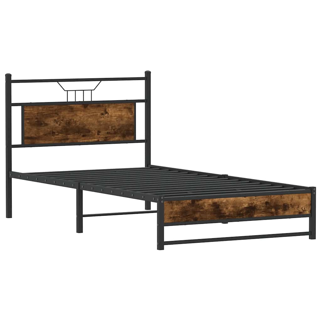Bettgestell ohne Matratze Räuchereiche 100x200 cm Holzwerkstoff