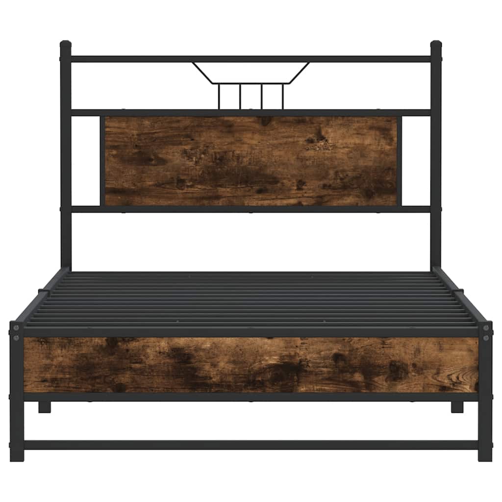 Bettgestell ohne Matratze Räuchereiche 100x200 cm Holzwerkstoff