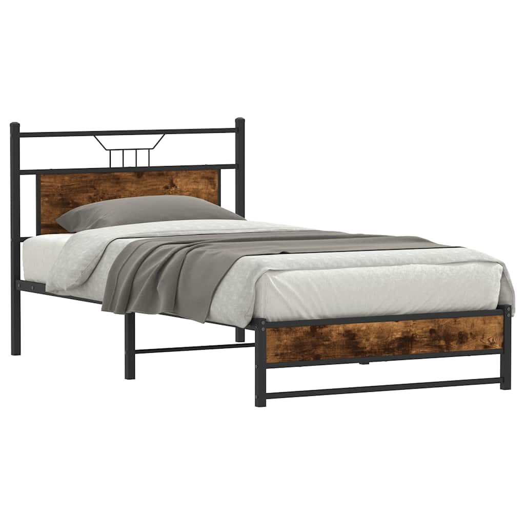 Bettgestell ohne Matratze Räuchereiche 107x203 cm Holzwerkstoff