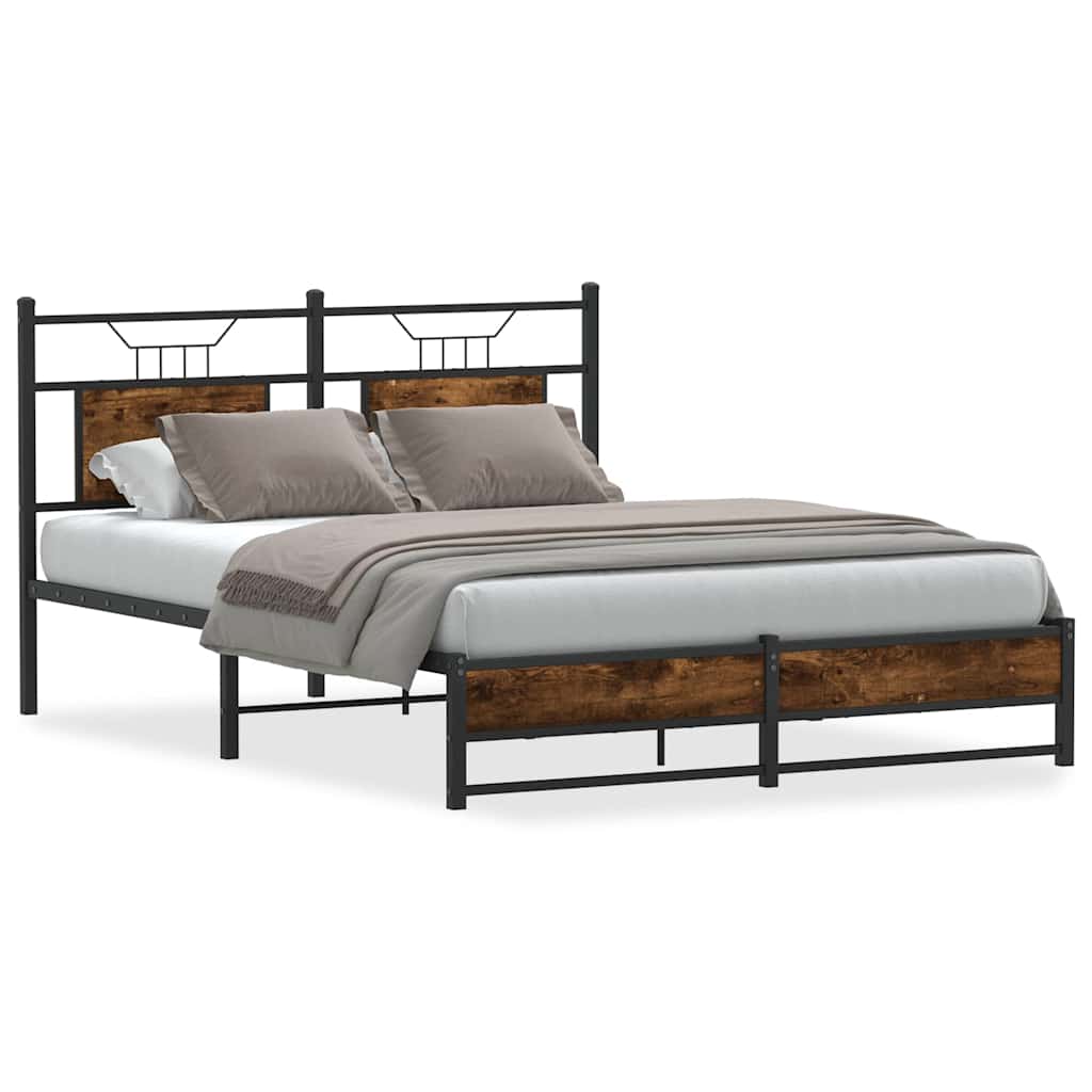 Bettgestell ohne Matratze Räuchereiche 140x190 cm Holzwerkstoff