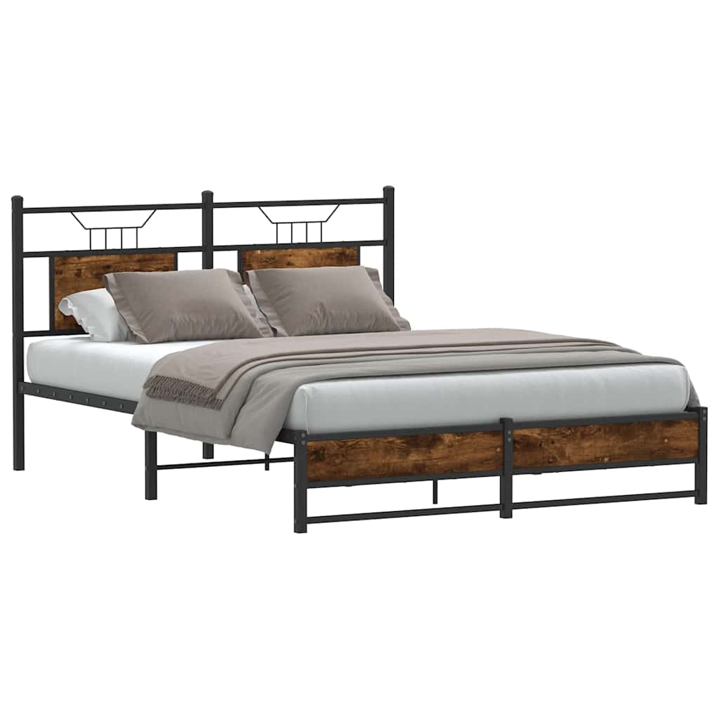 Bettgestell ohne Matratze Räuchereiche 140x190 cm Holzwerkstoff