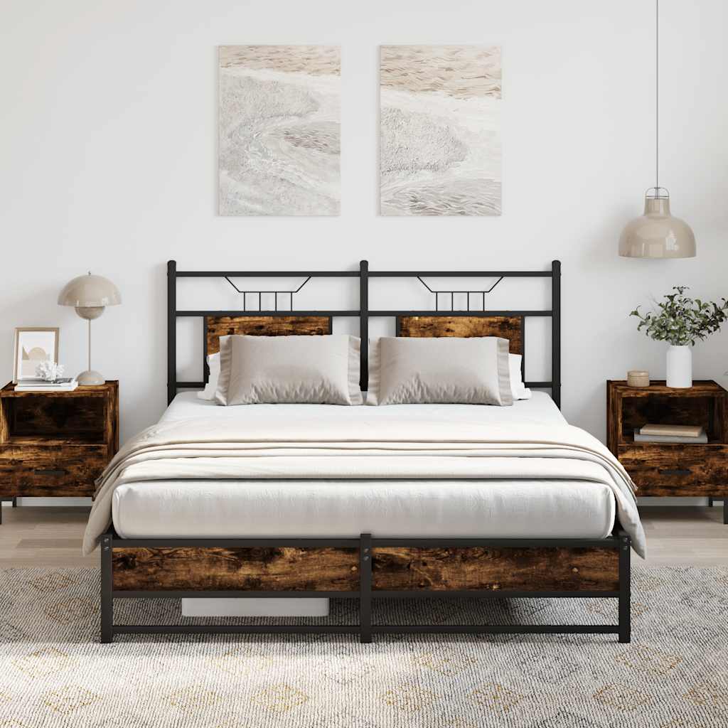 Bettgestell ohne Matratze Räuchereiche 140x190 cm Holzwerkstoff