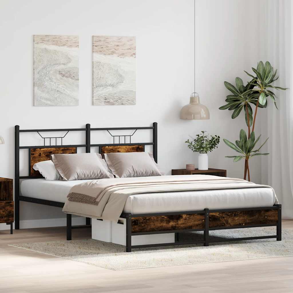 Bettgestell ohne Matratze Räuchereiche 150x200 cm Holzwerkstoff