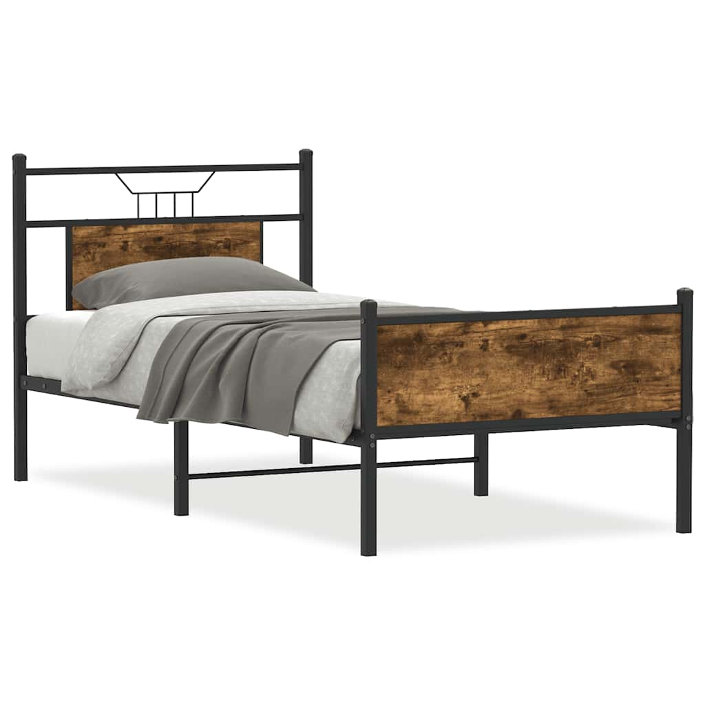 Bettgestell ohne Matratze Räuchereiche 80x200 cm Holzwerkstoff