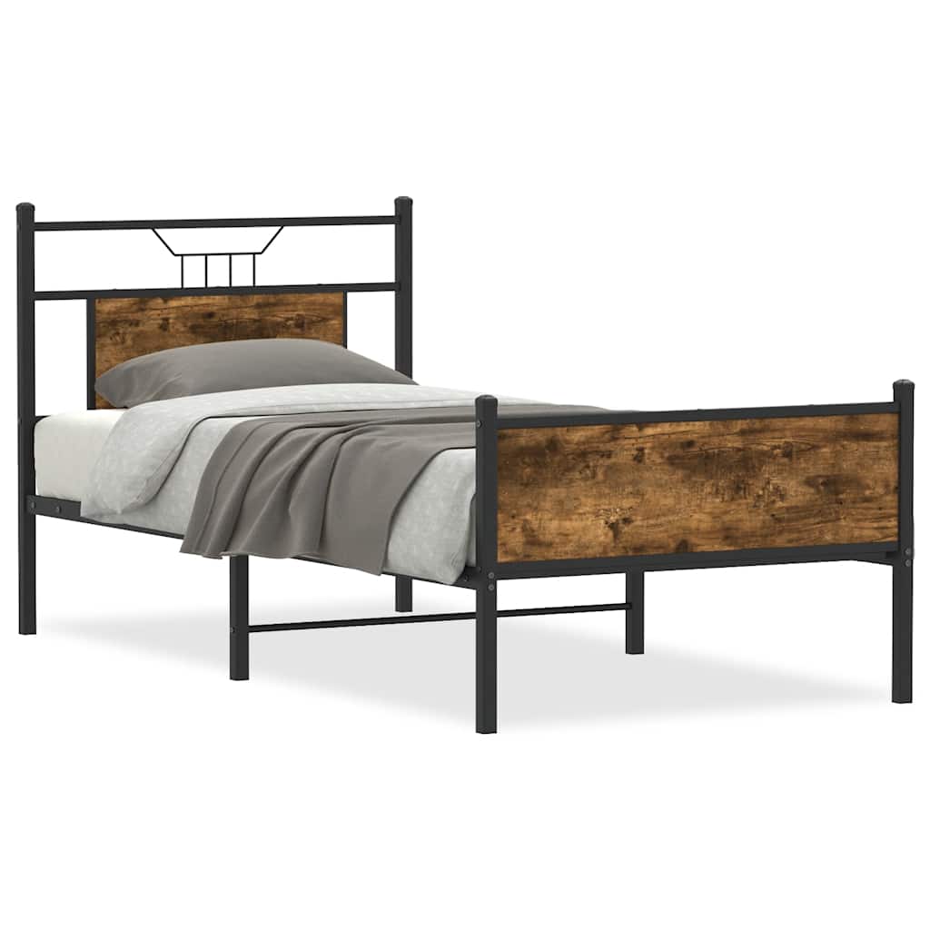 Bettgestell ohne Matratze Räuchereiche 90x190 cm Holzwerkstoff