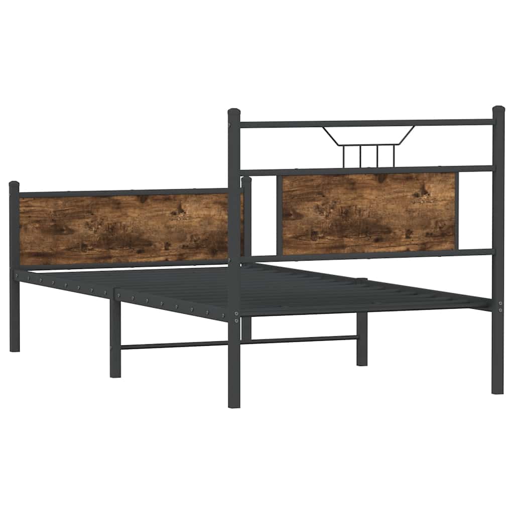 Bettgestell ohne Matratze Räuchereiche 90x190 cm Holzwerkstoff