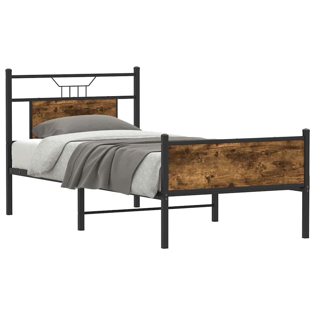 Bettgestell ohne Matratze Räuchereiche 90x190 cm Holzwerkstoff