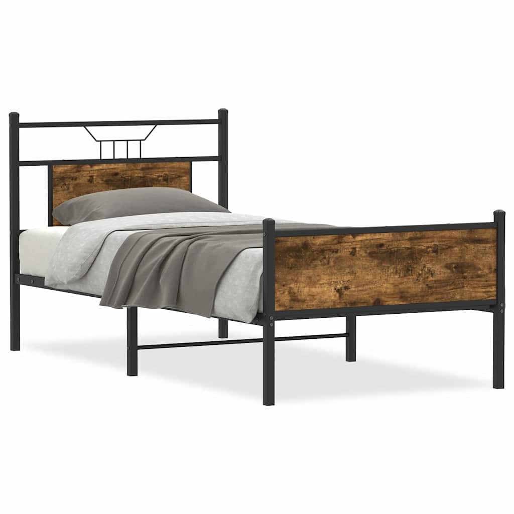 Bettgestell ohne Matratze Räuchereiche 90x200 cm Holzwerkstoff