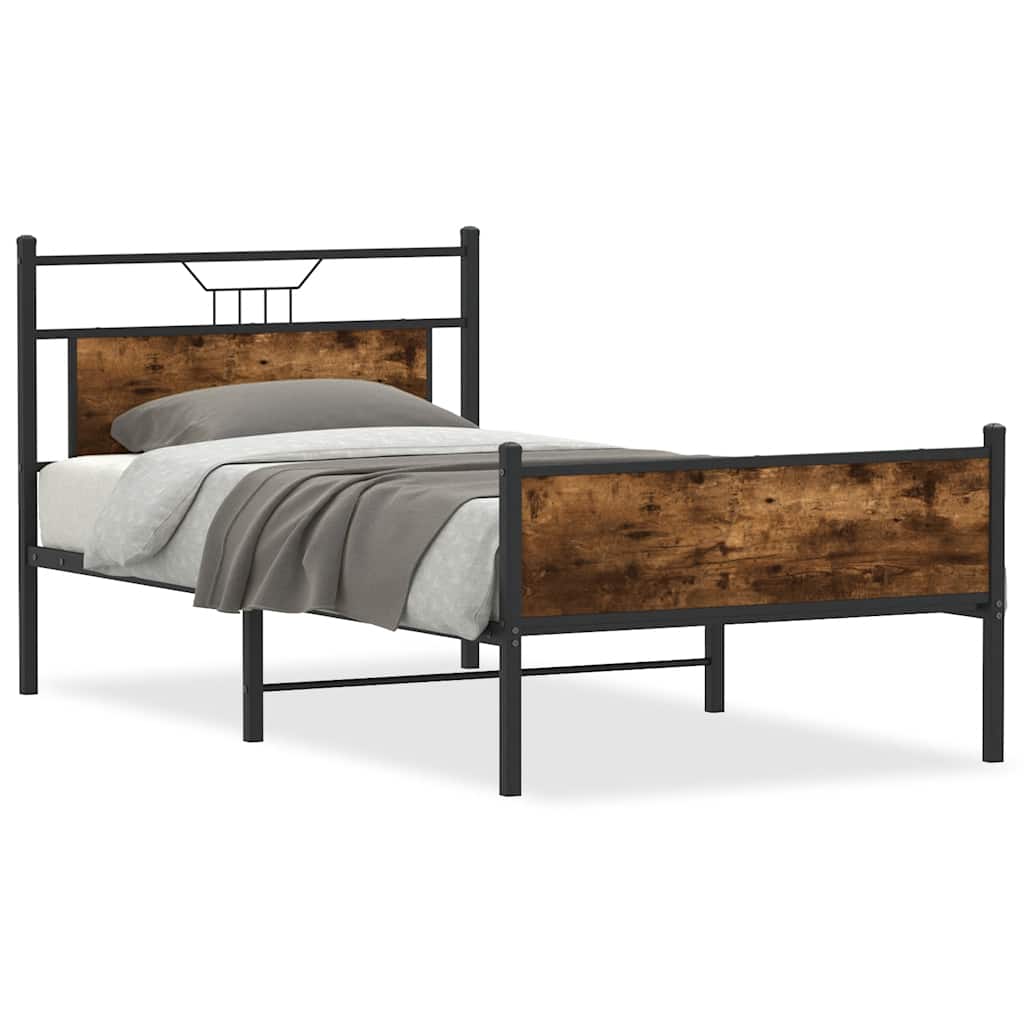 Bettgestell ohne Matratze Räuchereiche 100x190 cm Holzwerkstoff