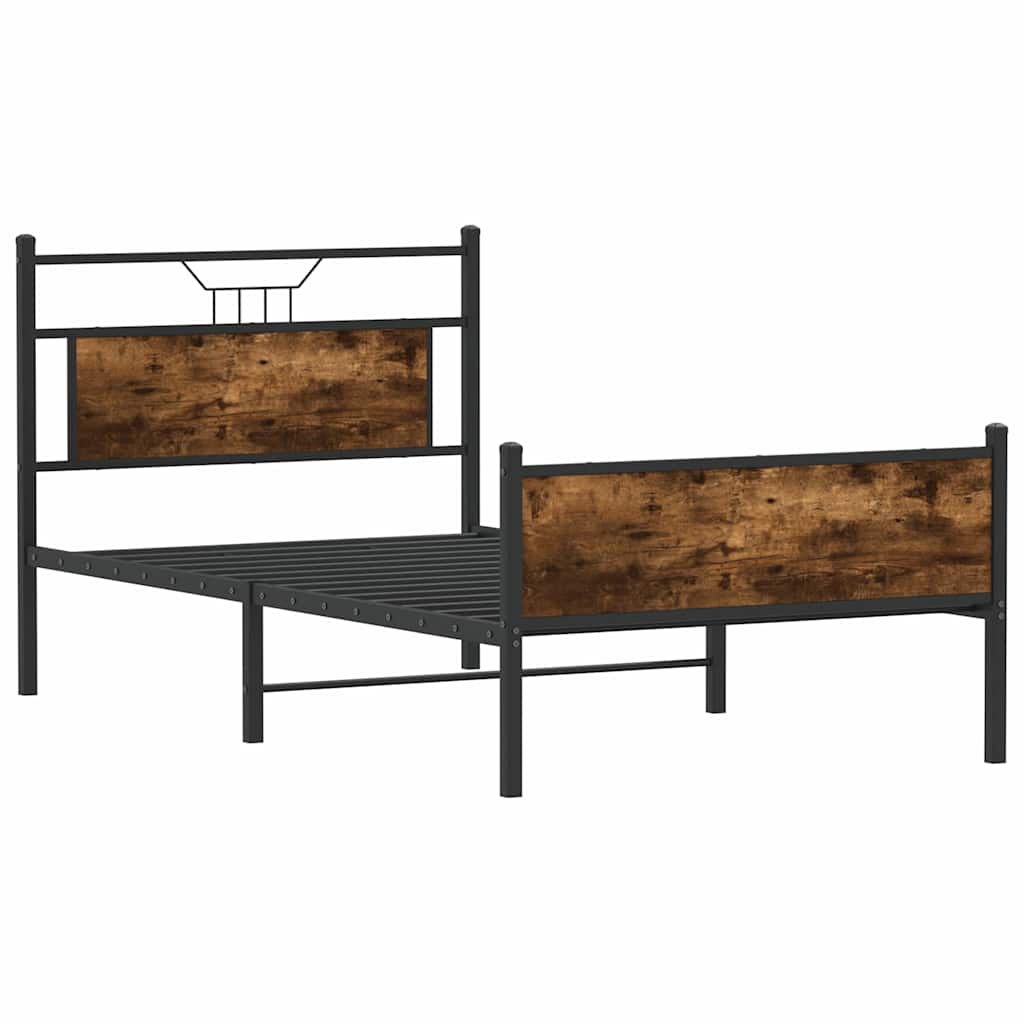 Bettgestell ohne Matratze Räuchereiche 100x190 cm Holzwerkstoff