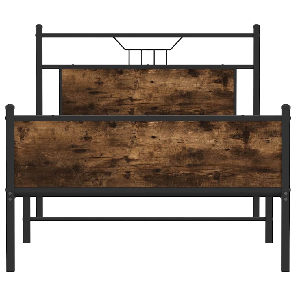 Bettgestell ohne Matratze Räuchereiche 100x190 cm Holzwerkstoff