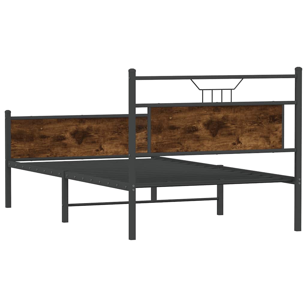 Bettgestell ohne Matratze Räuchereiche 100x190 cm Holzwerkstoff