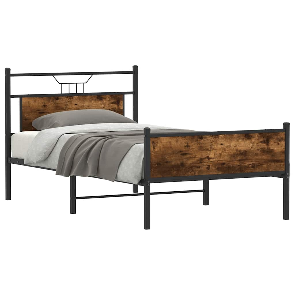 Bettgestell ohne Matratze Räuchereiche 100x190 cm Holzwerkstoff