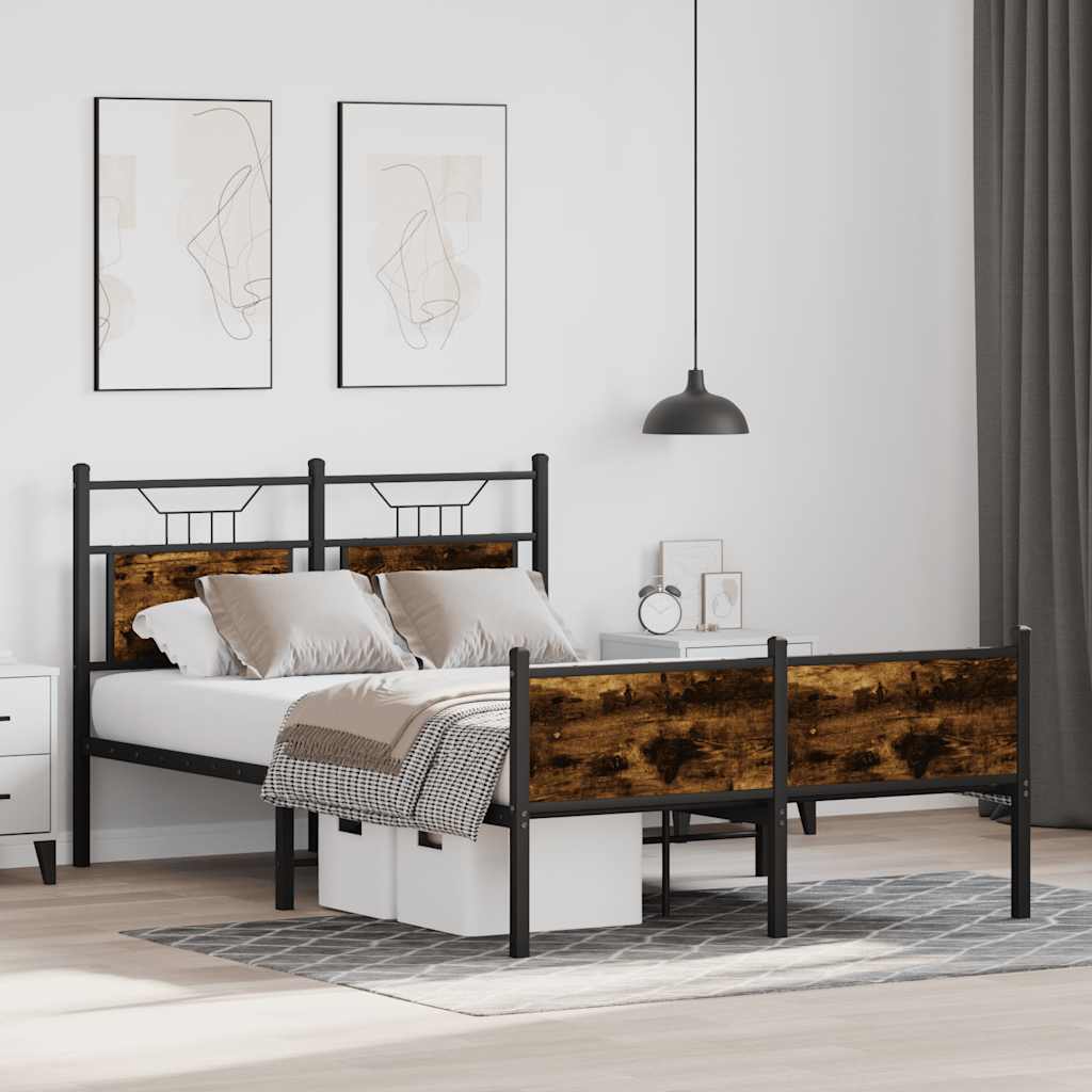 Bettgestell ohne Matratze Räuchereiche 120x190 cm Holzwerkstoff