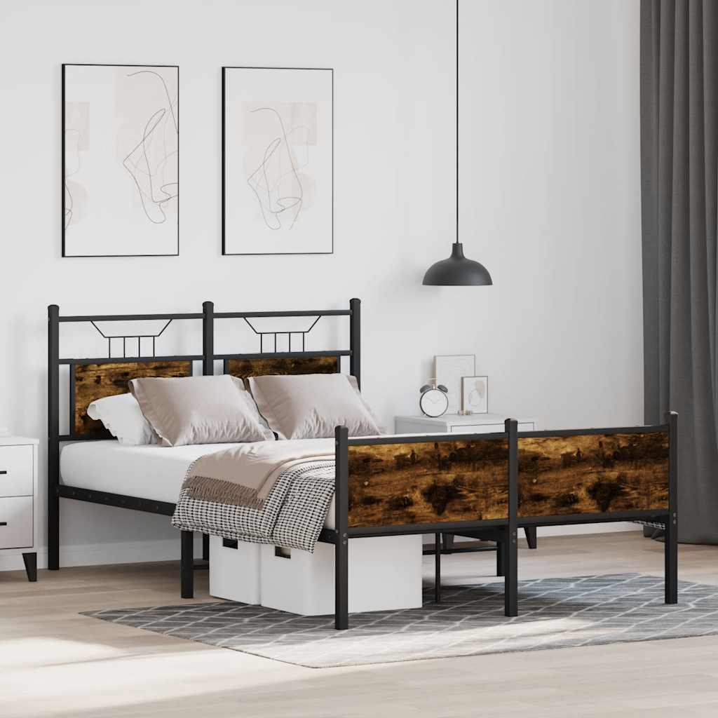 Bettgestell ohne Matratze Räuchereiche 120x200 cm Holzwerkstoff
