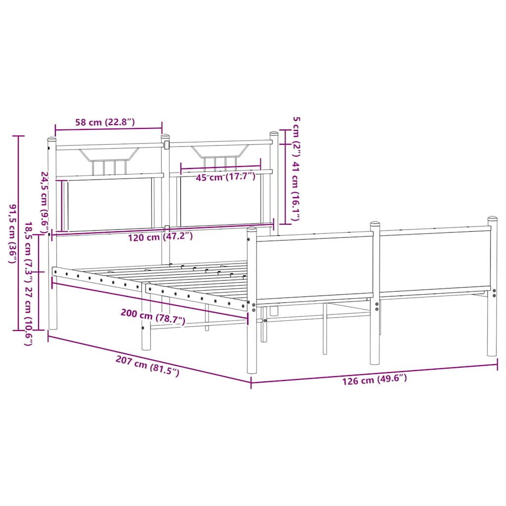 Bettgestell ohne Matratze Räuchereiche 120x200 cm Holzwerkstoff