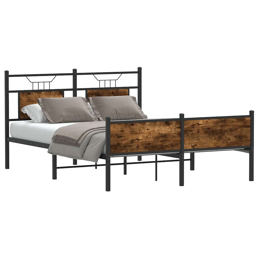 Bettgestell ohne Matratze Räuchereiche 137x190 cm Holzwerkstoff