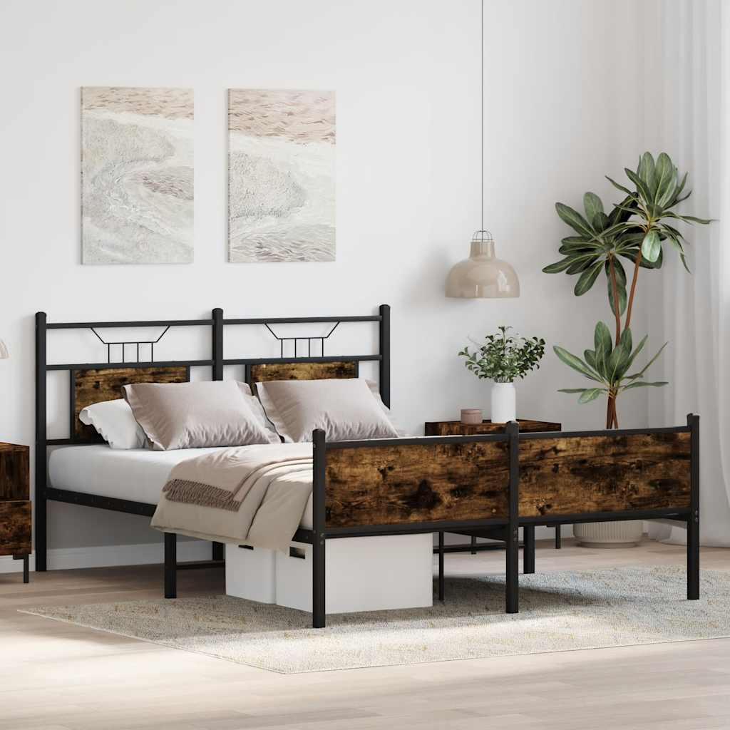 Bettgestell ohne Matratze Räuchereiche 140x200 cm Holzwerkstoff