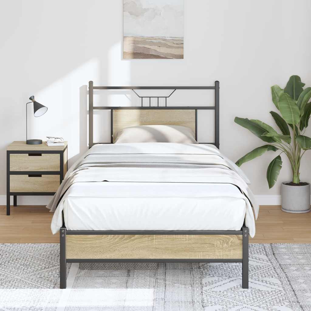 Bettgestell ohne Matratze Sonoma-Eiche 75x190 cm Holzwerkstoff