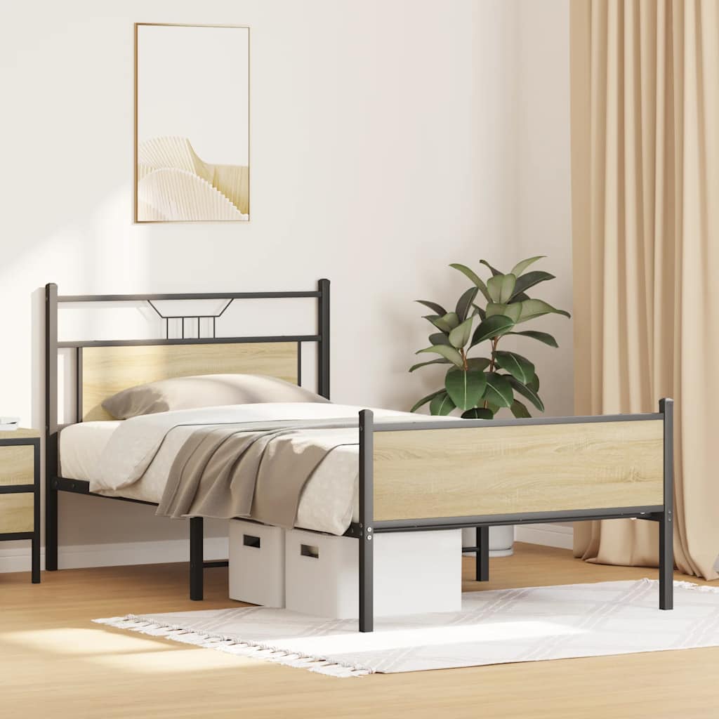 Bettgestell ohne Matratze Sonoma-Eiche 100x190 cm Holzwerkstoff