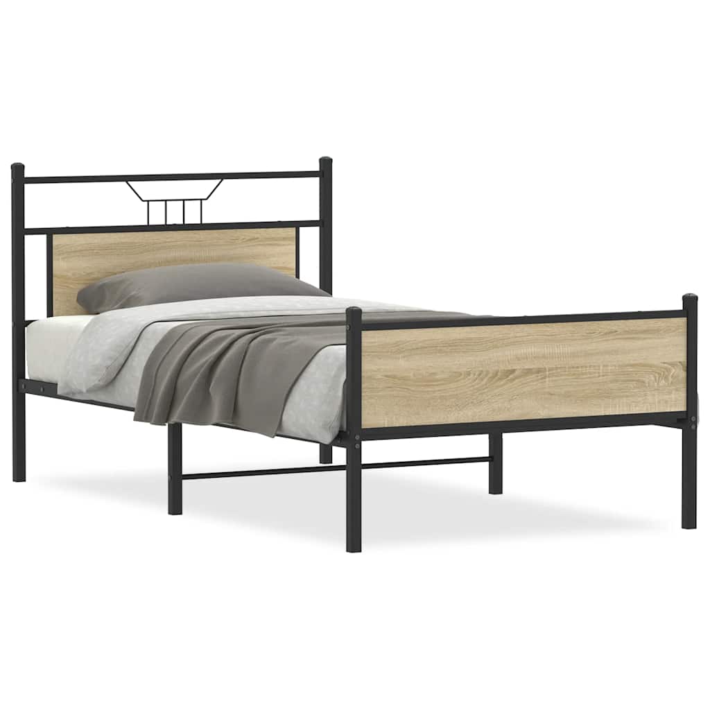 Bettgestell ohne Matratze Sonoma-Eiche 100x200 cm Holzwerkstoff