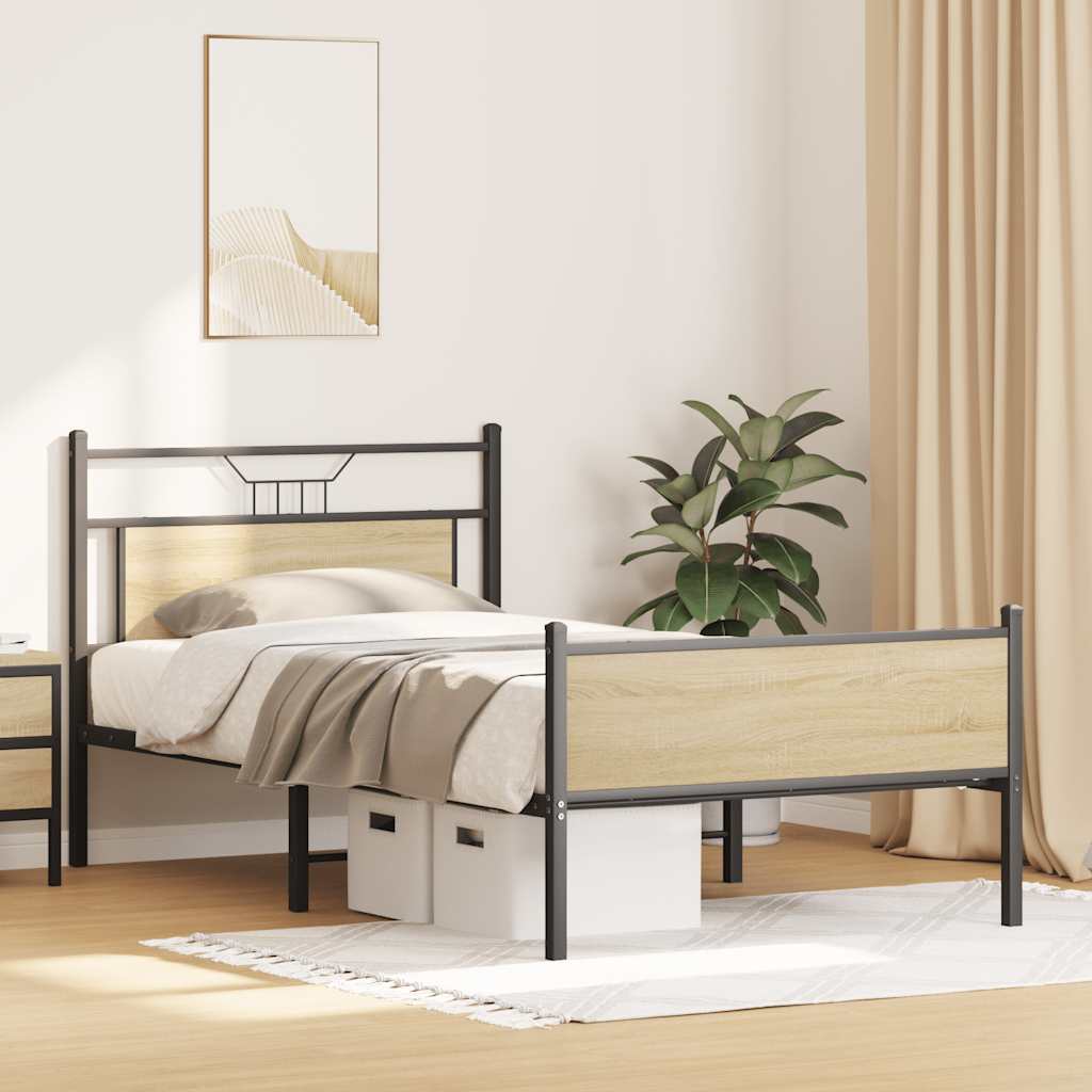 Bettgestell ohne Matratze Sonoma-Eiche 100x200 cm Holzwerkstoff