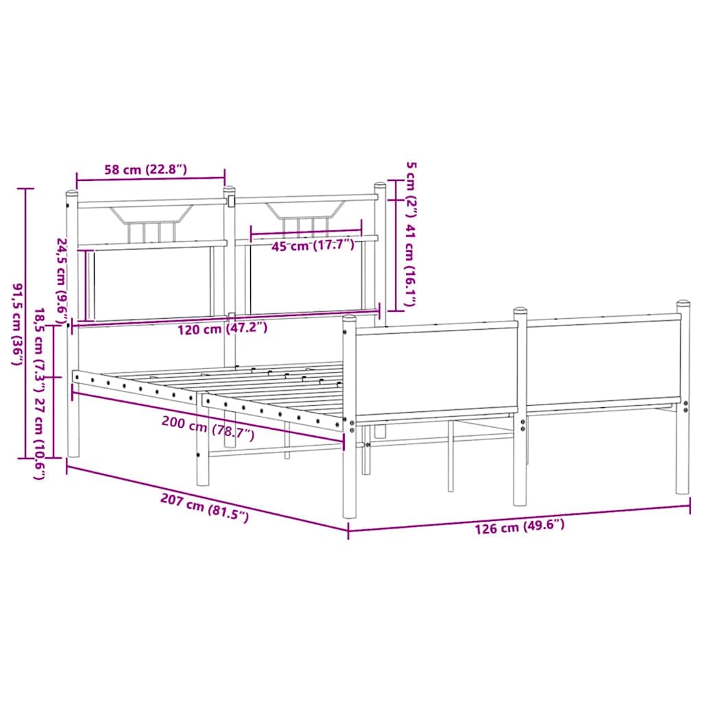 Bettgestell ohne Matratze Sonoma-Eiche 120x200 cm Holzwerkstoff