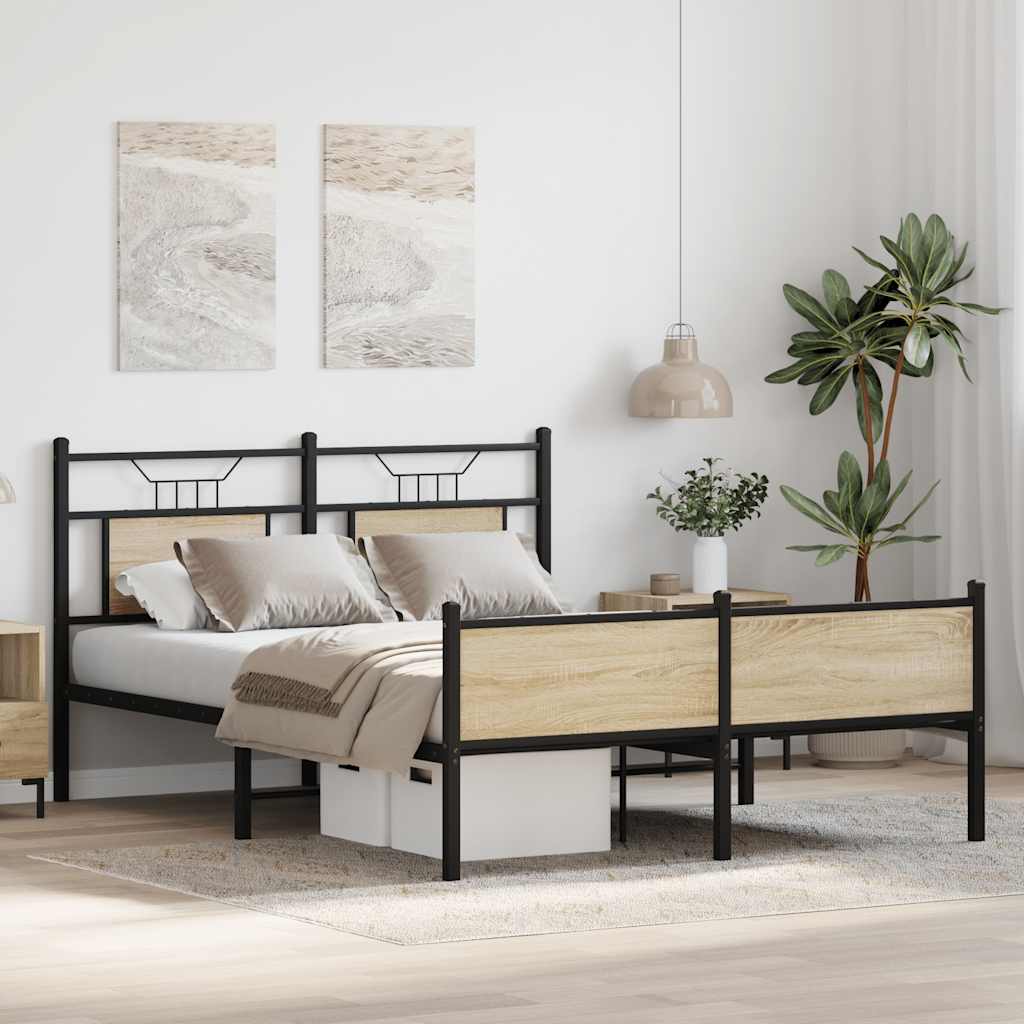 Bettgestell ohne Matratze Sonoma-Eiche 137x190 cm Holzwerkstoff