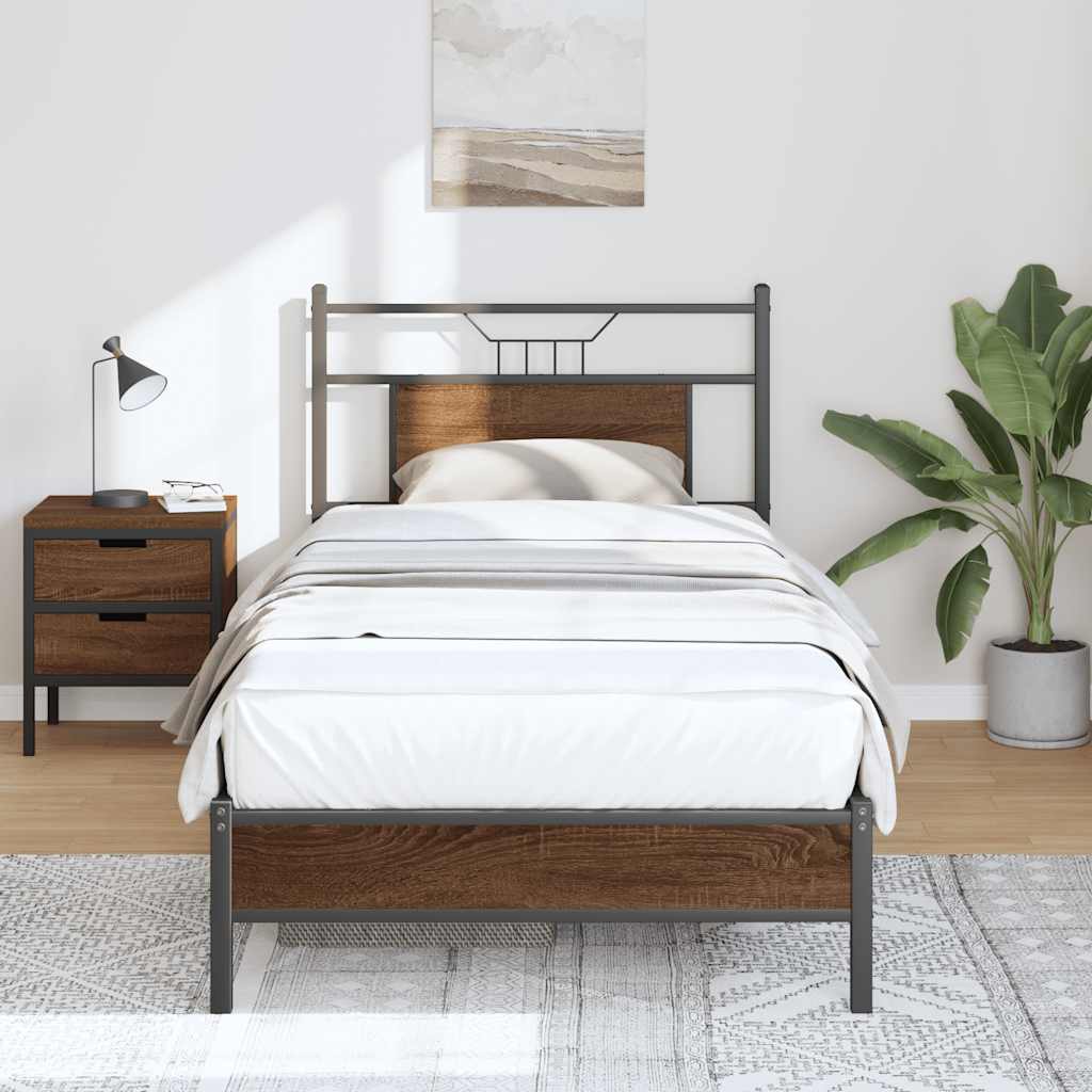 Bettgestell ohne Matratze Braun Eiche 75x190 cm Holzwerkstoff