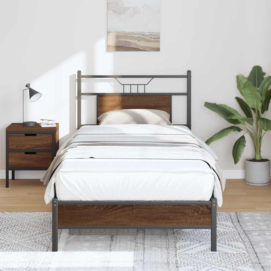 Bettgestell ohne Matratze Braun Eiche 80x200 cm Holzwerkstoff