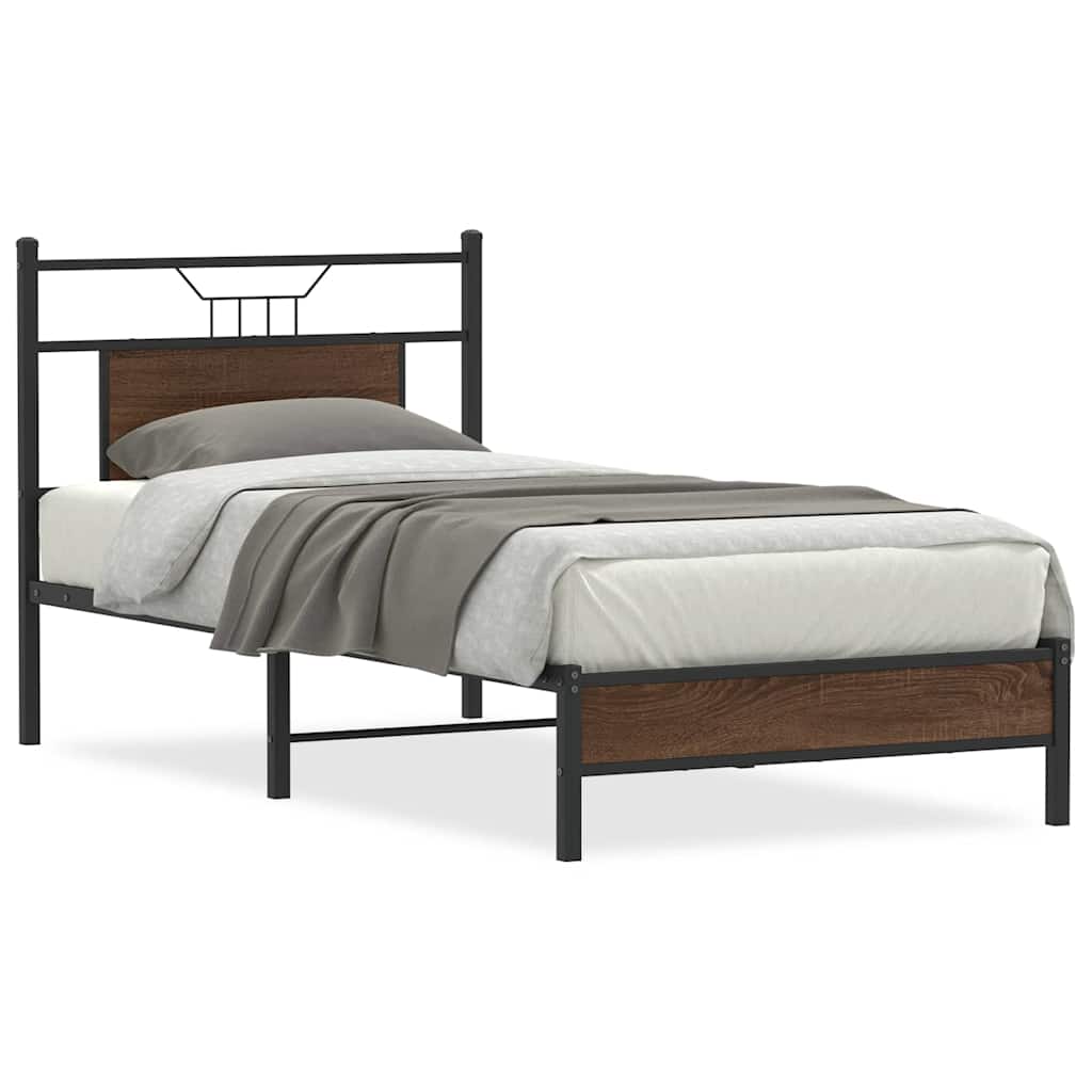 Bettgestell ohne Matratze Braun Eiche 90x190 cm Holzwerkstoff