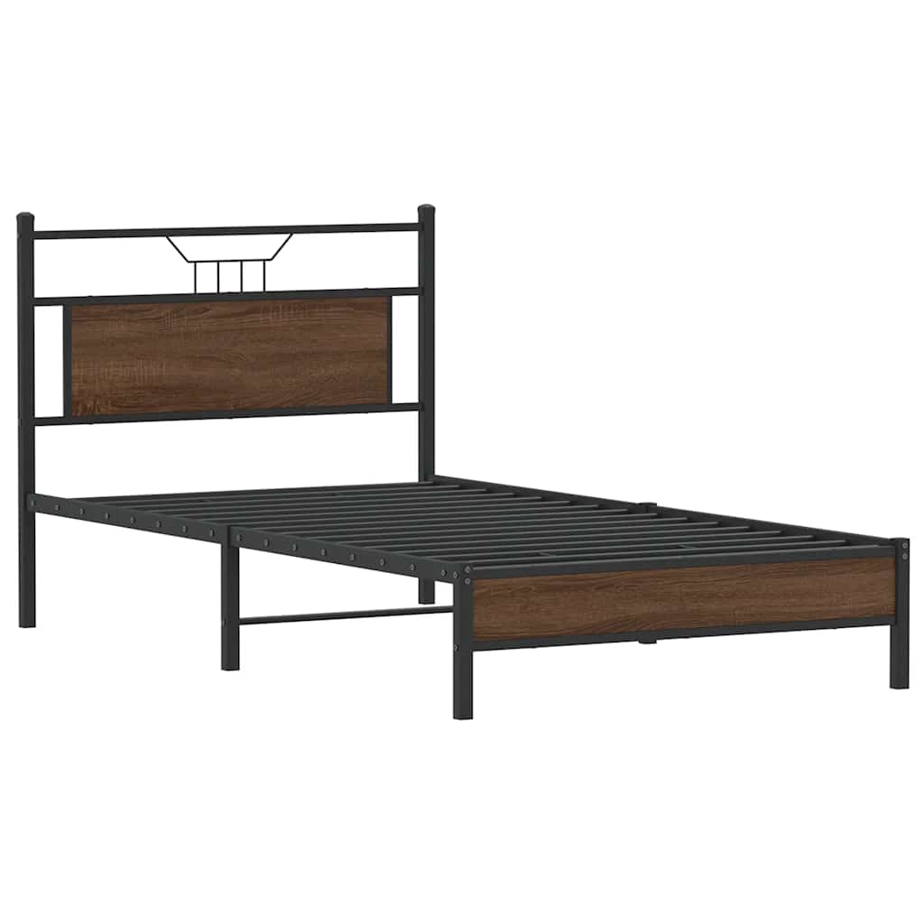 Bettgestell ohne Matratze Braun Eiche 100x190 cm Holzwerkstoff