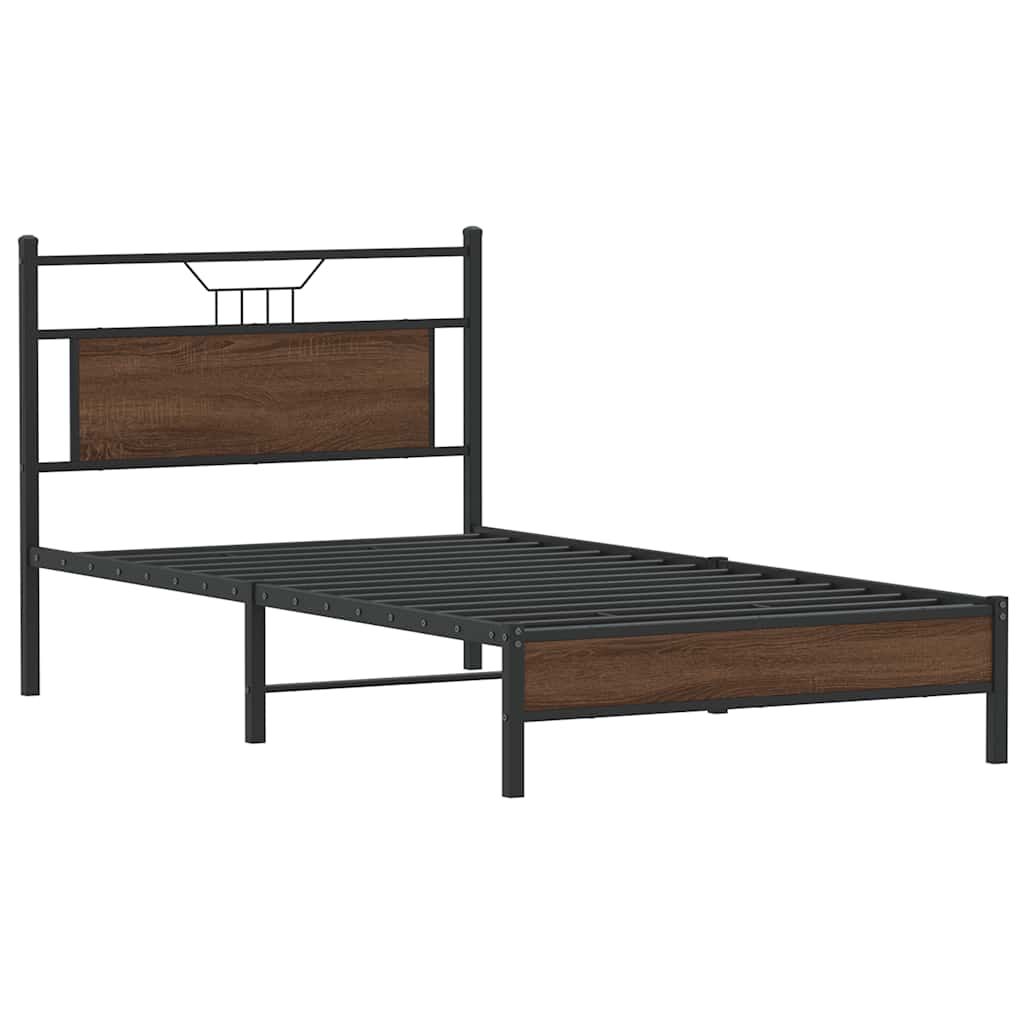 Bettgestell ohne Matratze Braun Eiche 100x200 cm Holzwerkstoff