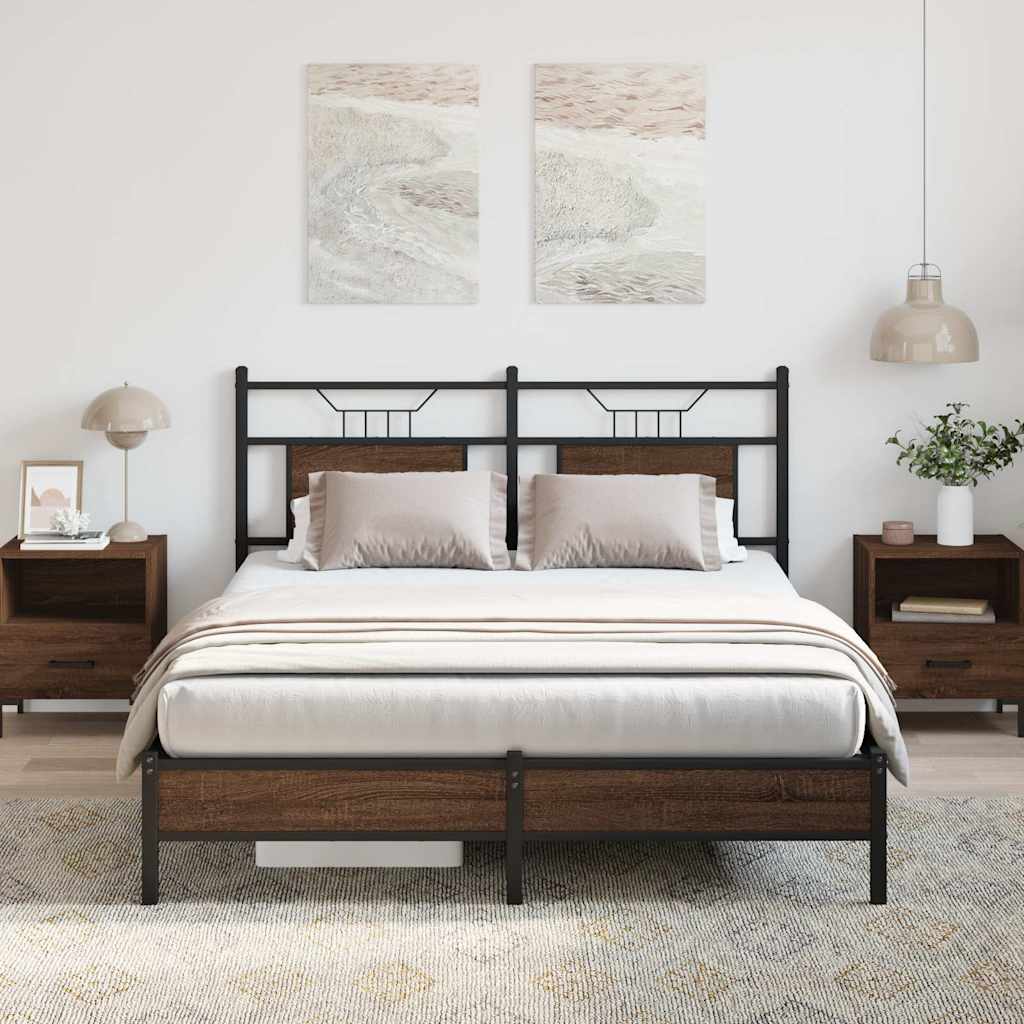 Bettgestell ohne Matratze Braun Eiche 137x190 cm Holzwerkstoff