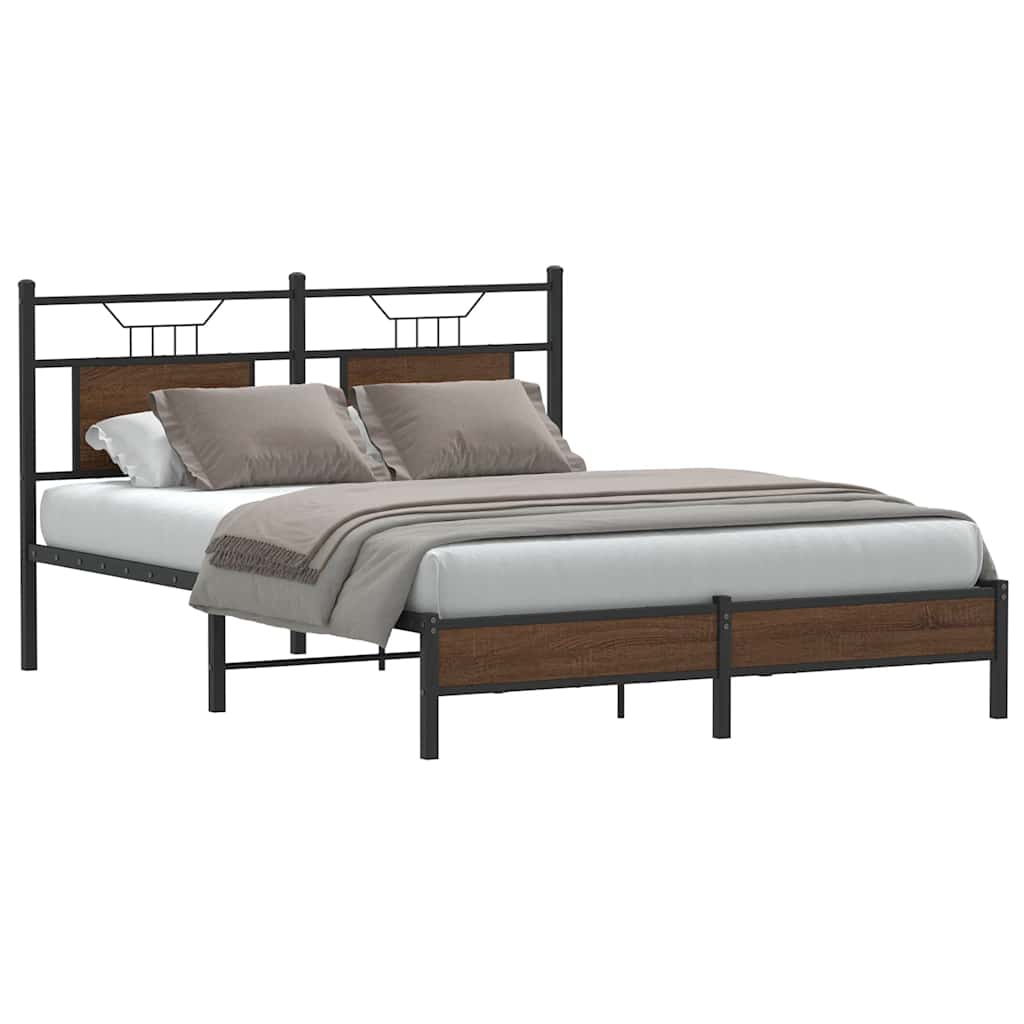 Bettgestell ohne Matratze Braun Eiche 137x190 cm Holzwerkstoff