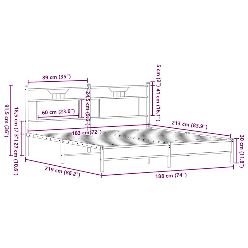 Bettgestell ohne Matratze Braun Eichen-Optik 183x213 cm