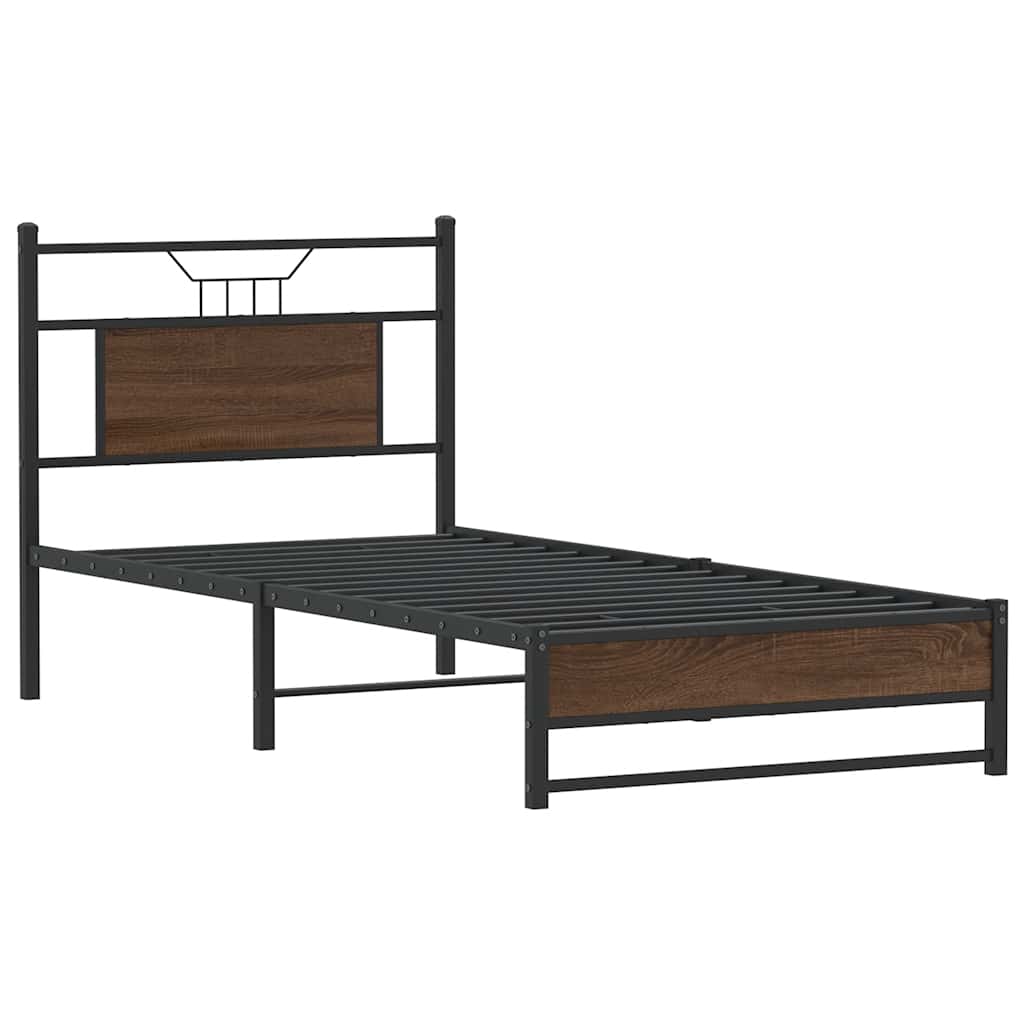 Bettgestell ohne Matratze Braun Eiche 75x190 cm Holzwerkstoff