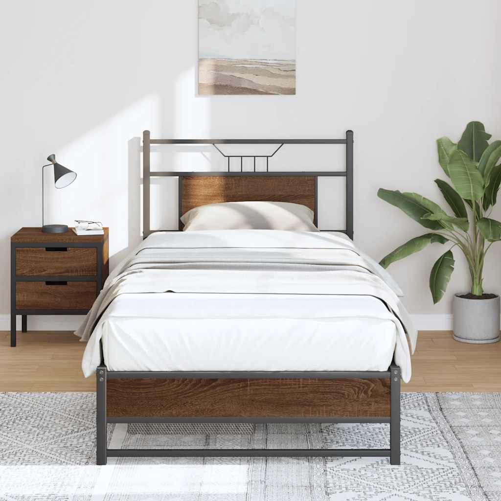 Bettgestell ohne Matratze Braun Eiche 75x190 cm Holzwerkstoff