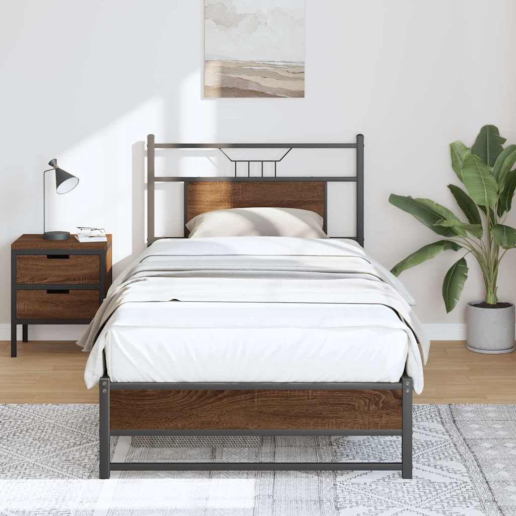 Bettgestell ohne Matratze Braun Eiche 90x190 cm Holzwerkstoff