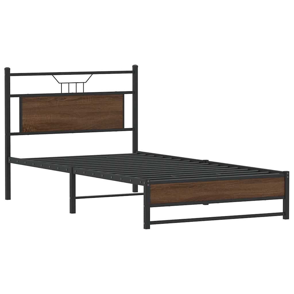 Bettgestell ohne Matratze Braun Eiche 100x190 cm Holzwerkstoff
