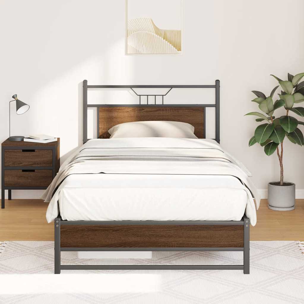 Bettgestell ohne Matratze Braun Eiche 100x190 cm Holzwerkstoff