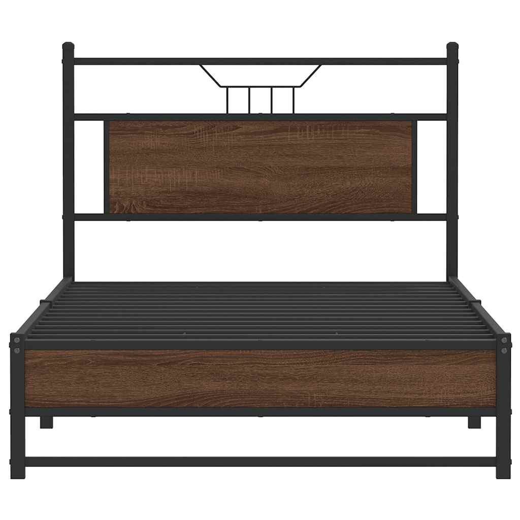 Bettgestell ohne Matratze Braun Eiche 100x190 cm Holzwerkstoff