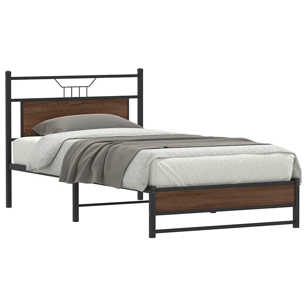 Bettgestell ohne Matratze Braun Eiche 100x190 cm Holzwerkstoff