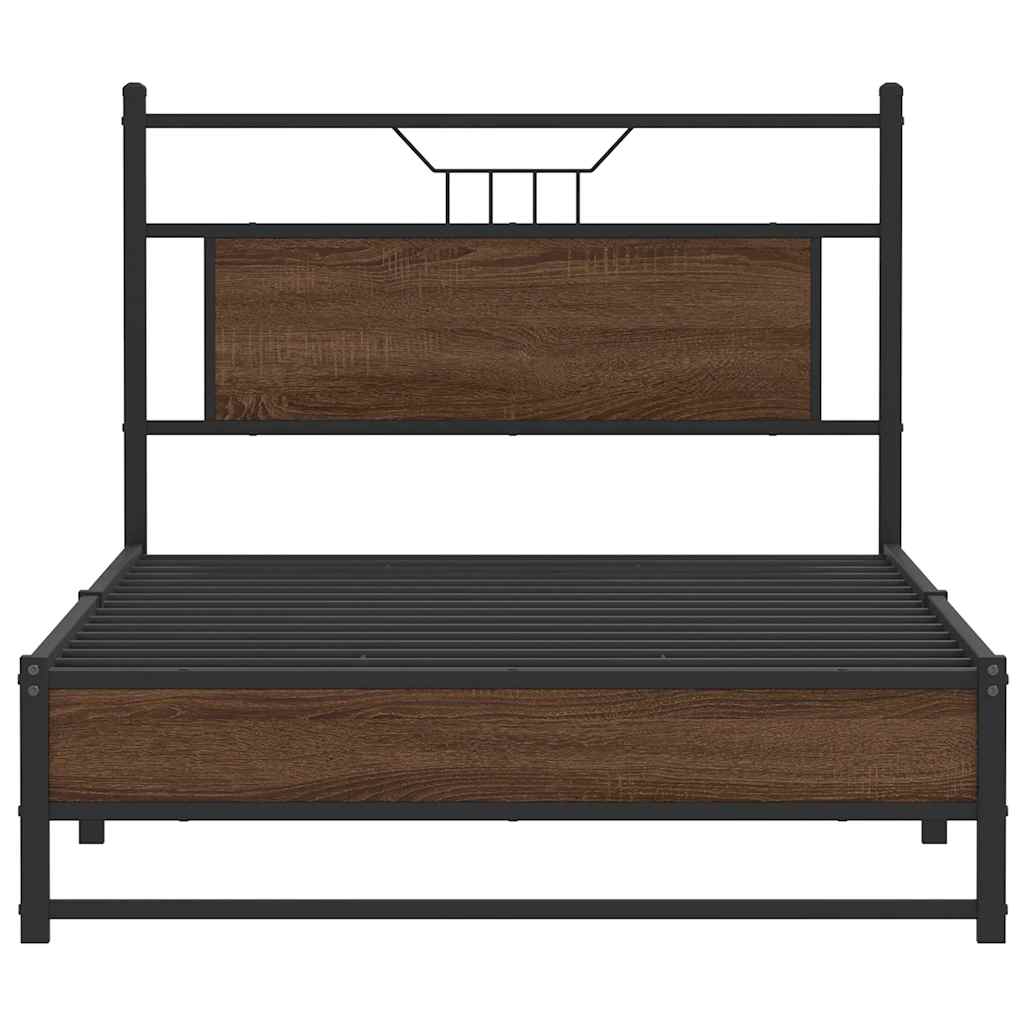 Bettgestell ohne Matratze Braun Eiche 100x200 cm Holzwerkstoff